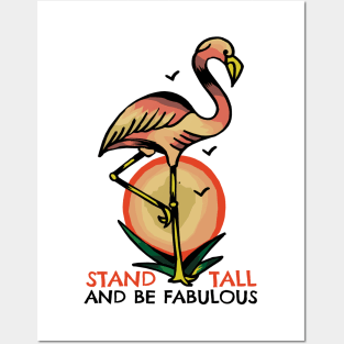 Vintage Flamingo Stand Tall and be Fabulous Posters and Art